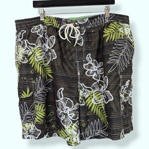 (2/$20) Caribbean Joe Brown Floral Swim Trunks